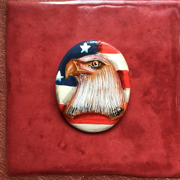 American Bald Eagle Flag Patriotic Signed Pin Brooch USA Large - Picture 10 of 11